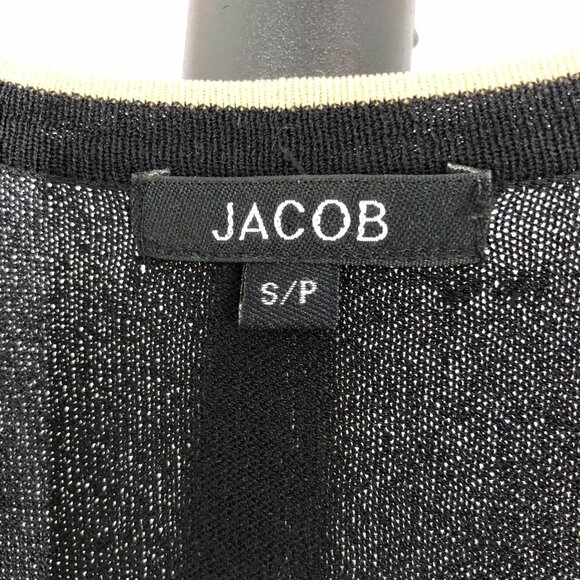 Jacob Black Crepe Gold Long Sleeve Button Up Bodycon Dress / Cardigan Sz S - Picture 10 of 11